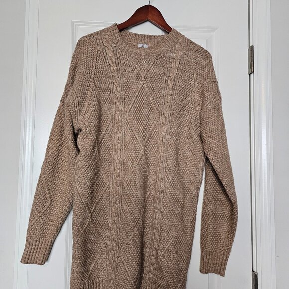 Cable Knit Sweater Dress in Khaki size Medium - Picture 3 of 8